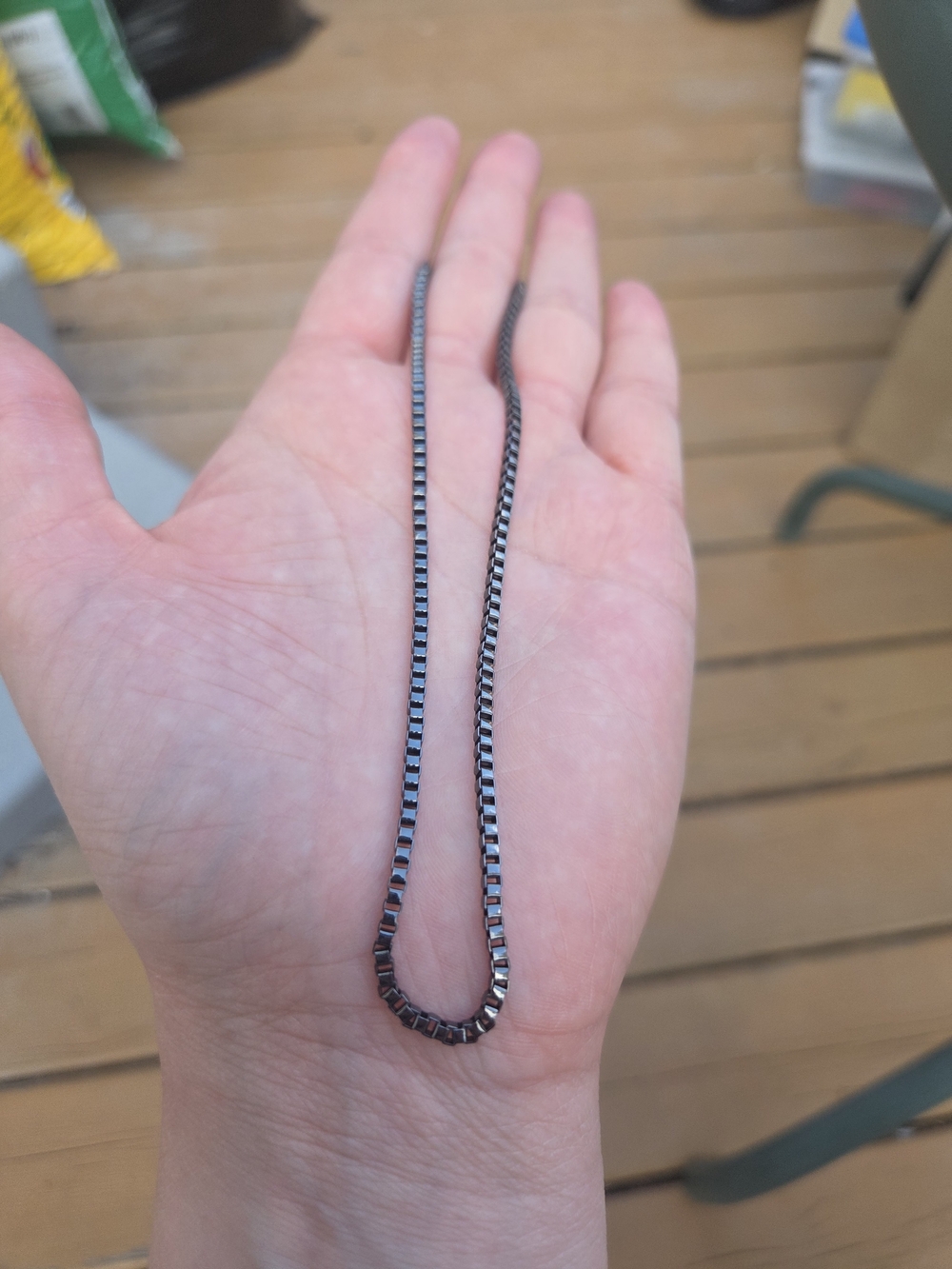 Sleek Hematite Box Chain Necklace - Dark Metallic